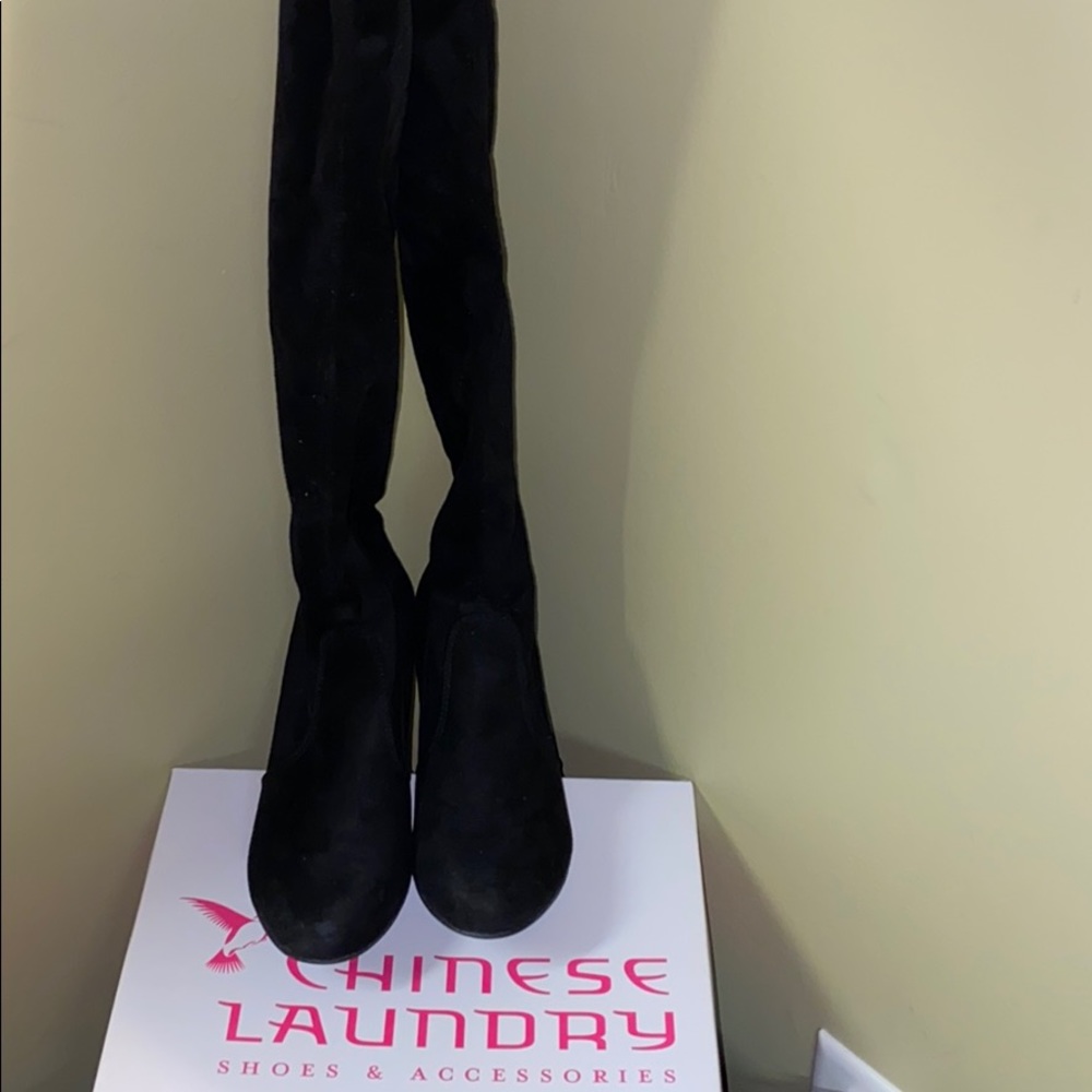 Like New Suede Over the Knee Black Booties